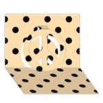 Polka Dots - Black on Navajo White Yellow Peace Sign 3D Greeting Card (7x5)