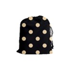 Polka Dots - Navajo White Yellow on Black Drawstring Pouch (M)