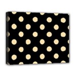 Polka Dots - Navajo White Yellow on Black Deluxe Canvas 20  x 16  (Stretched)