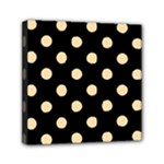 Polka Dots - Navajo White Yellow on Black Mini Canvas 6  x 6  (Stretched)