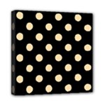 Polka Dots - Navajo White Yellow on Black Mini Canvas 8  x 8  (Stretched)