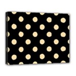 Polka Dots - Navajo White Yellow on Black Canvas 14  x 11  (Stretched)