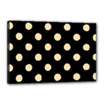 Polka Dots - Navajo White Yellow on Black Canvas 18  x 12  (Stretched)