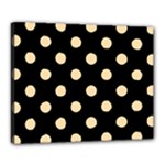 Polka Dots - Navajo White Yellow on Black Canvas 20  x 16  (Stretched)