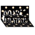 Polka Dots - Navajo White Yellow on Black Happy Birthday 3D Greeting Card (8x4)