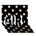 Polka Dots - Navajo White Yellow on Black GIRL 3D Greeting Card (7x5)