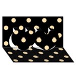 Polka Dots - Navajo White Yellow on Black Twin Hearts 3D Greeting Card (8x4)