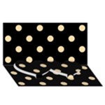 Polka Dots - Navajo White Yellow on Black Twin Heart Bottom 3D Greeting Card (8x4)