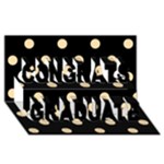 Polka Dots - Navajo White Yellow on Black Congrats Graduate 3D Greeting Card (8x4)