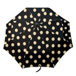 Polka Dots - Navajo White Yellow on Black Folding Umbrella