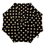 Polka Dots - Navajo White Yellow on Black Hook Handle Umbrella (Medium)