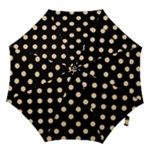 Polka Dots - Navajo White Yellow on Black Hook Handle Umbrella (Small)