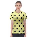 Polka Dots - Black on Pastel Yellow Women s Sport Mesh Tee