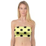 Polka Dots - Black on Pastel Yellow Bandeau Top