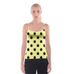 Polka Dots - Black on Pastel Yellow Spaghetti Strap Top