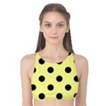 Polka Dots - Black on Pastel Yellow Tank Bikini Top