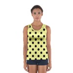 Polka Dots - Black on Pastel Yellow Women s Sport Tank Top