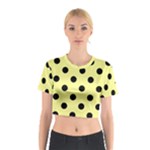 Polka Dots - Black on Pastel Yellow Cotton Crop Top