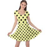 Polka Dots - Black on Pastel Yellow Cap Sleeve Dress