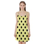 Polka Dots - Black on Pastel Yellow Satin Night Slip