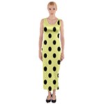Polka Dots - Black on Pastel Yellow Fitted Maxi Dress