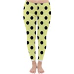 Polka Dots - Black on Pastel Yellow Winter Leggings