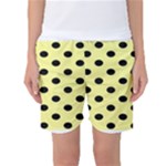 Polka Dots - Black on Pastel Yellow Women s Basketball Shorts