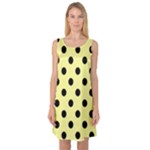 Polka Dots - Black on Pastel Yellow Sleeveless Satin Nightdress