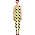Polka Dots - Black on Pastel Yellow OnePiece Catsuit