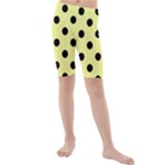 Polka Dots - Black on Pastel Yellow Kid s Mid Length Swim Shorts