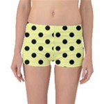 Polka Dots - Black on Pastel Yellow Boyleg Bikini Bottoms