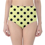 Polka Dots - Black on Pastel Yellow High-Waist Bikini Bottoms