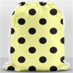 Polka Dots - Black on Pastel Yellow Drawstring Bag (Large)