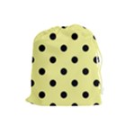 Polka Dots - Black on Pastel Yellow Drawstring Pouch (L)