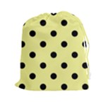 Polka Dots - Black on Pastel Yellow Drawstring Pouch (XXl)
