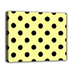 Polka Dots - Black on Pastel Yellow Deluxe Canvas 20  x 16  (Stretched)