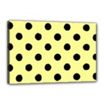 Polka Dots - Black on Pastel Yellow Canvas 18  x 12  (Stretched)