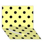 Polka Dots - Black on Pastel Yellow Heart Bottom 3D Greeting Card (7x5)