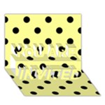 Polka Dots - Black on Pastel Yellow YOU ARE INVITED 3D Greeting Card (7x5)