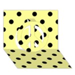 Polka Dots - Black on Pastel Yellow Peace Sign 3D Greeting Card (7x5)