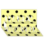 Polka Dots - Black on Pastel Yellow Happy New Year 3D Greeting Card (8x4)