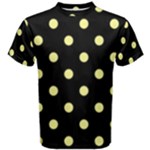 Polka Dots - Pastel Yellow on Black Men s Cotton Tee