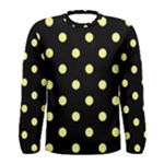 Polka Dots - Pastel Yellow on Black Men s Long Sleeve T-shirt