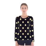 Polka Dots - Pastel Yellow on Black Women s Long Sleeve T-shirt
