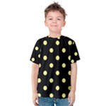 Polka Dots - Pastel Yellow on Black Kid s Cotton Tee