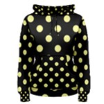 Polka Dots - Pastel Yellow on Black Women s Pullover Hoodie