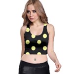 Polka Dots - Pastel Yellow on Black Racer Back Crop Top