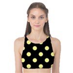 Polka Dots - Pastel Yellow on Black Tank Bikini Top