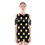 Polka Dots - Pastel Yellow on Black Women s Cutout Shoulder Dress