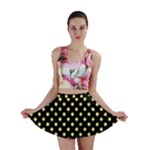 Polka Dots - Pastel Yellow on Black Mini Skirt